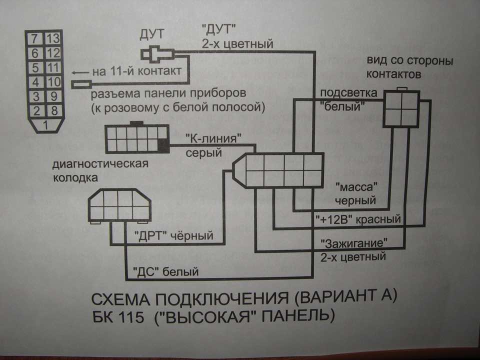 Распиновка БК Ваз 2114